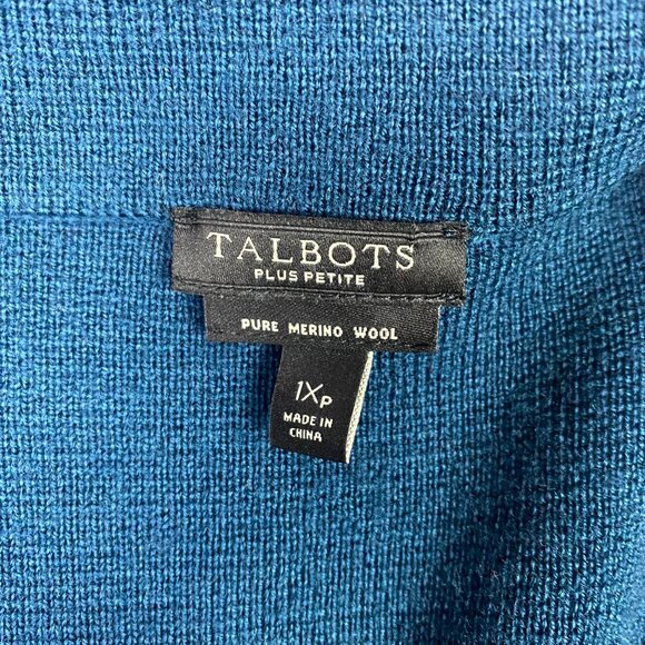 Talbots Merino Wool Sweater Blazer Women 1XP Petite Teal - Picture 4 of 12